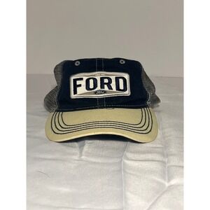 Ford Trucker Hat Mens‎ Womens Navy Tan Mesh Snapback Since 1903 Logo